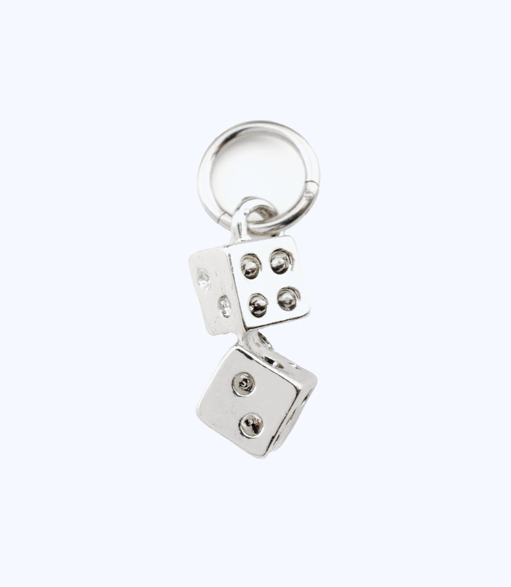 STUSSY METAL DICE KEYCHAIN SILVER